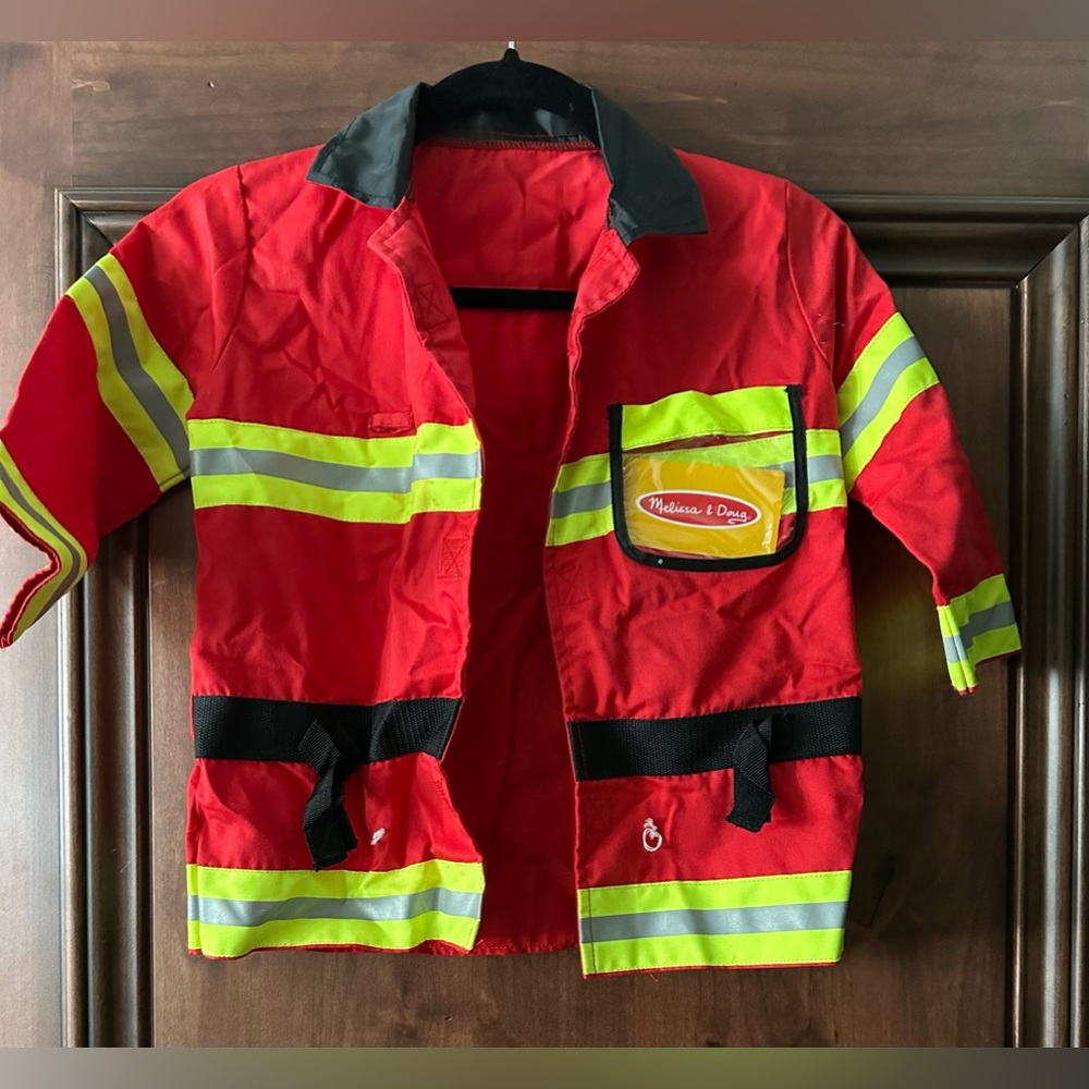 MELISSA & DOUG Kids Child’s Size 3-6 Fire Chief Fireman Red & Yellow Co…